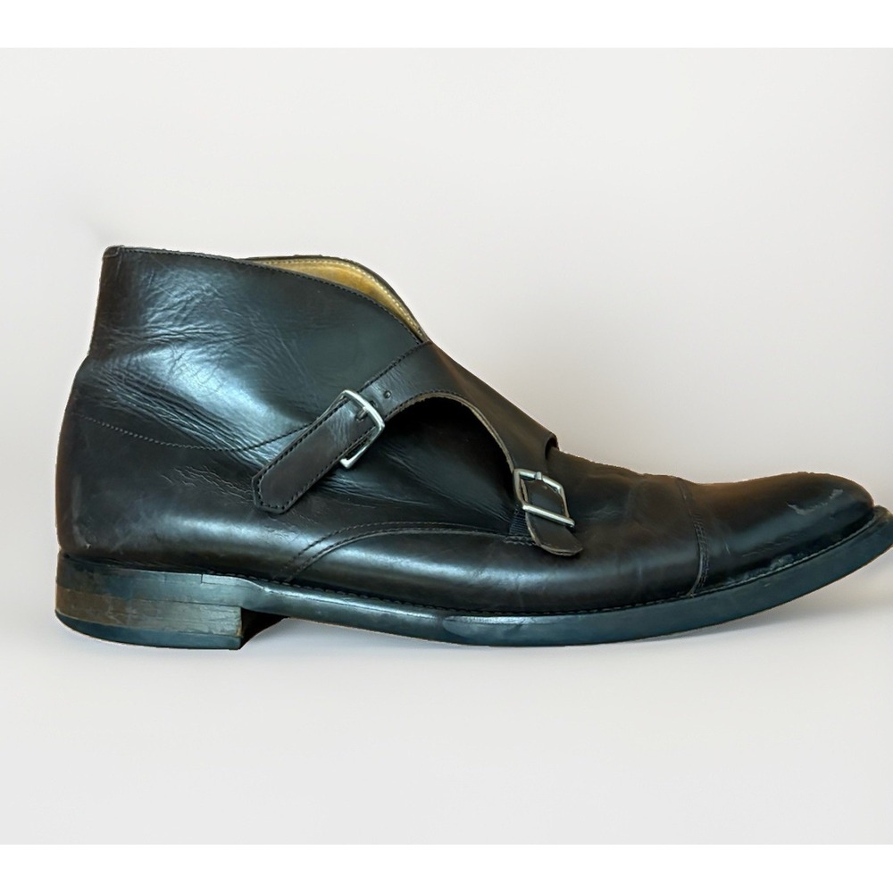 SUITSUPPLY Boots Mens Sz 9 Double Monk Strap Chestnut Genuine Leather Buckled